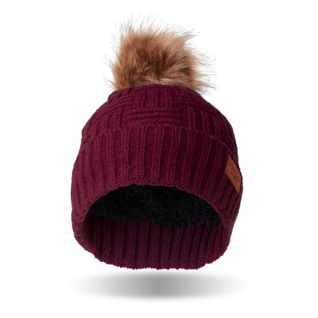 Load image into Gallery viewer, Knit Basket Weave Pom Hat in Wine
