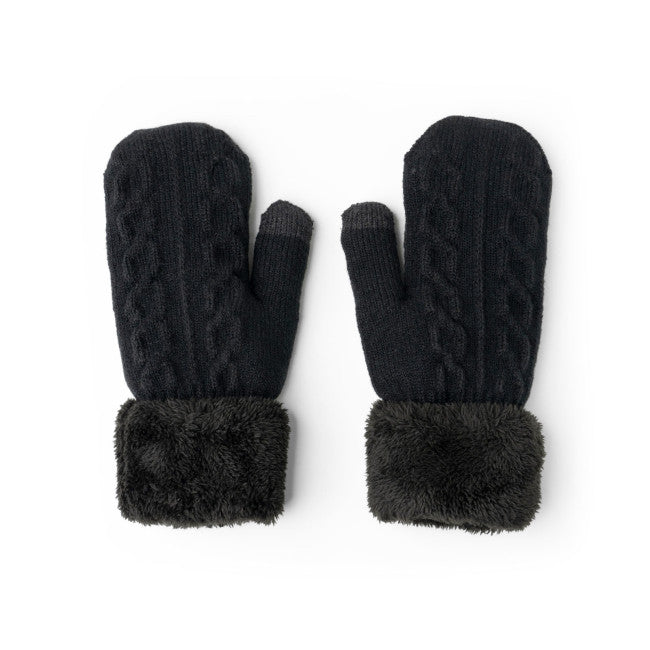 Cable Knit Mittens in Black