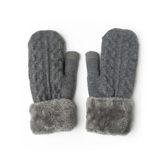 Cable Knit Mittens in Grey