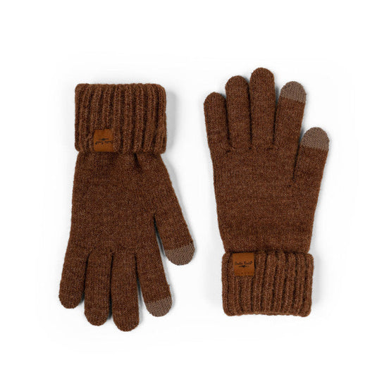 Knit Cuffed Gloves in Brown