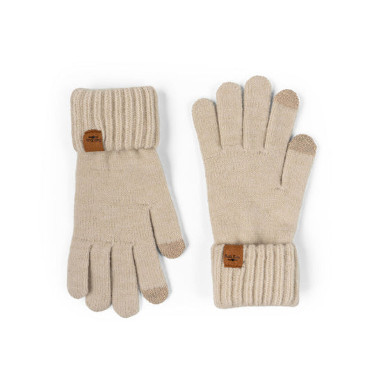 Knit Cuffed Gloves in Oatmeal