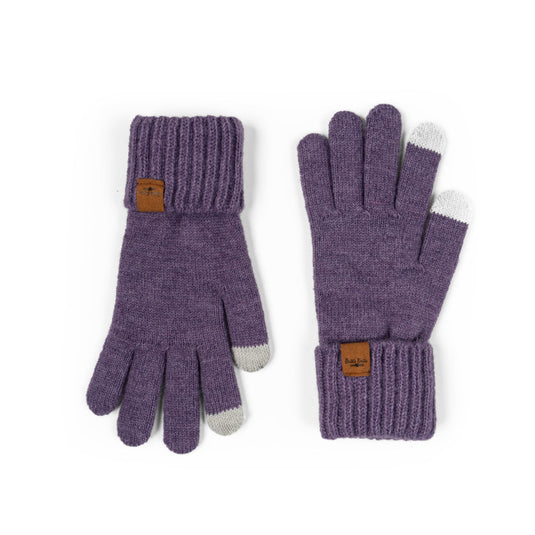 Cuffed Knit Gloves in Purple