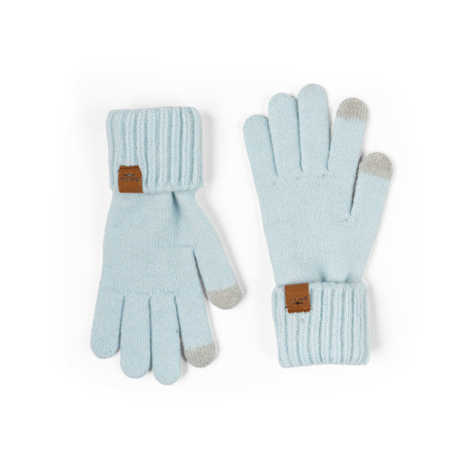Knit Cuffed Gloves in Blue