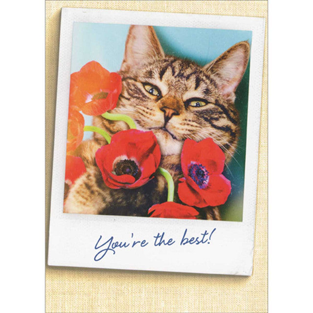 Cat with Flowers Thank-you Card