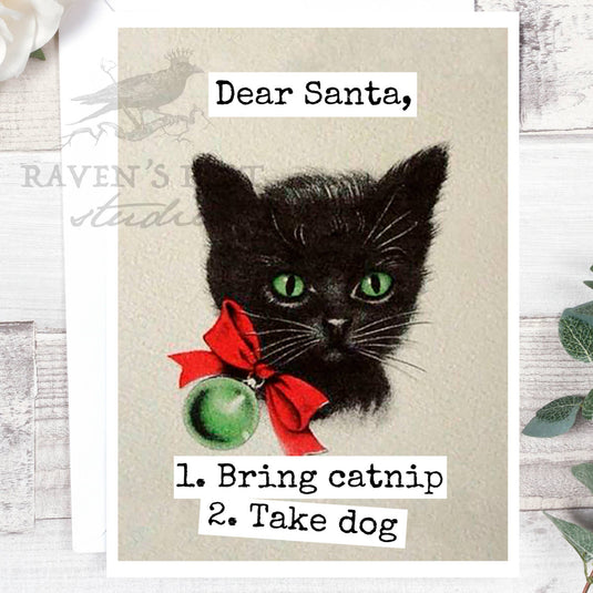Dear Santa, Bring Catnip | Christmas Card
