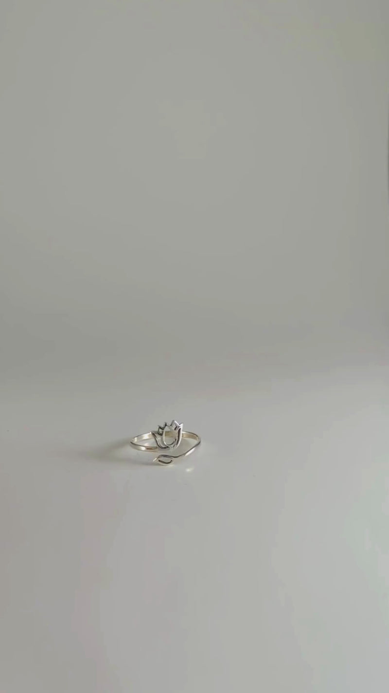 Load and play video in Gallery viewer, Wrapped Lotus Ring in Sterling Silver
