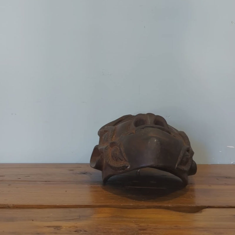 Load and play video in Gallery viewer, Hand-Carved Guardian Mask | Vintage from Nepal
