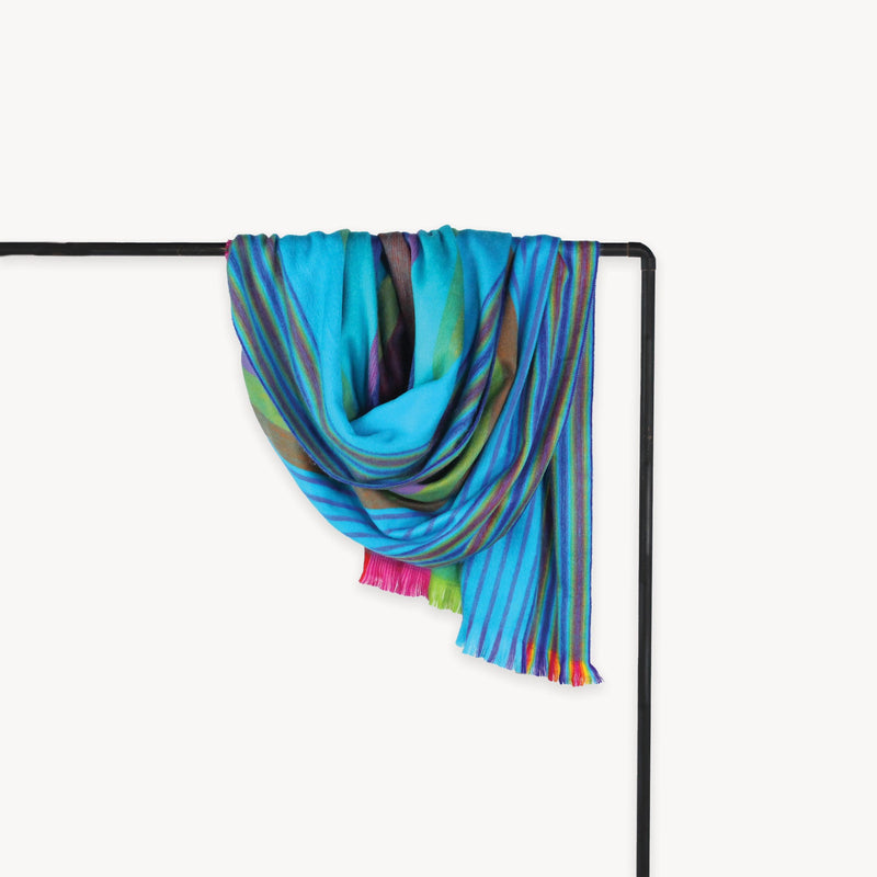 Load image into Gallery viewer, Alpaca Blend Throw in Tropical Multi Stripe
