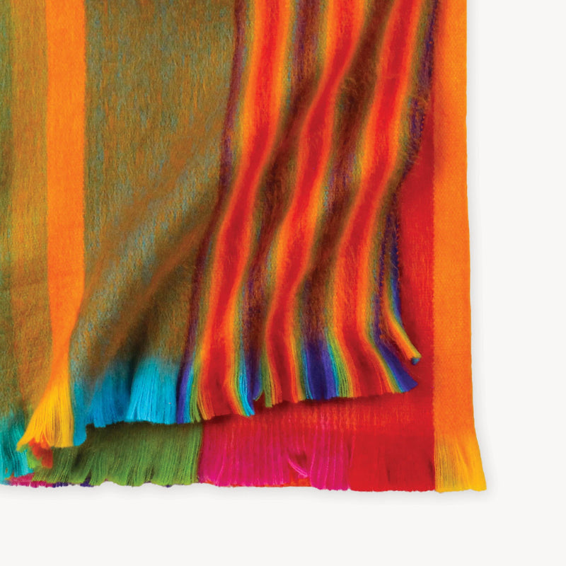Load image into Gallery viewer, Alpaca Blend Throw in Sunrise Multi Stripe
