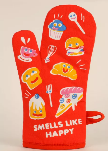 Load image into Gallery viewer, Smells like happy. Oven Mitt
