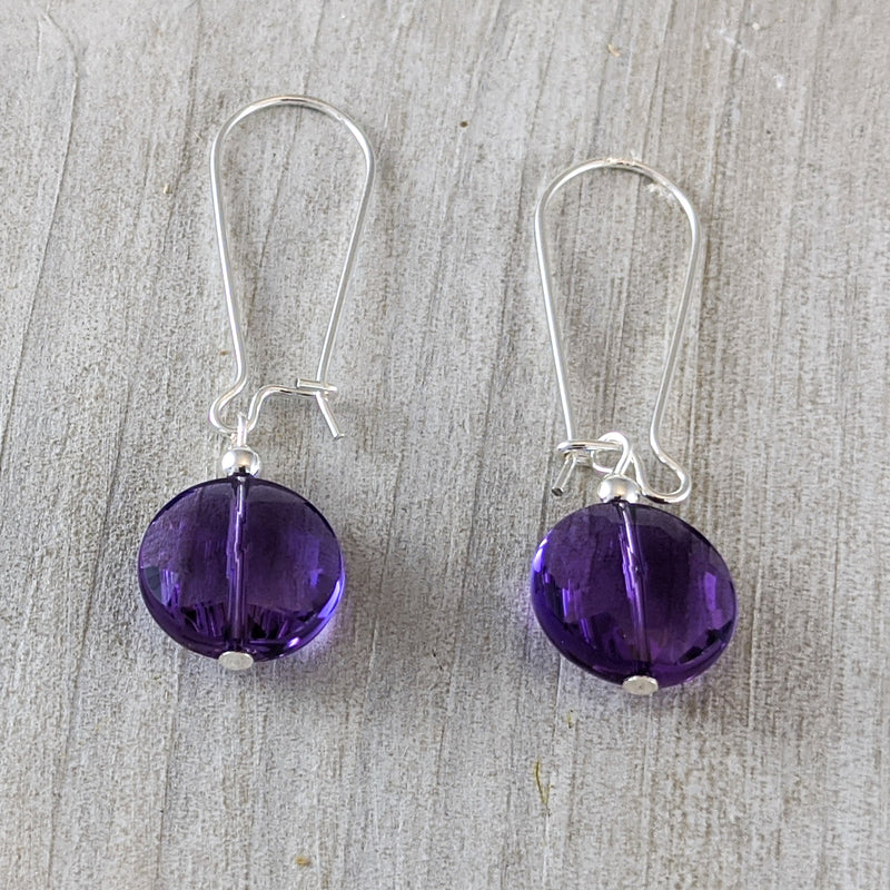 Load image into Gallery viewer, Sparkling Purple Quartz Earrings, Sterling Silver
