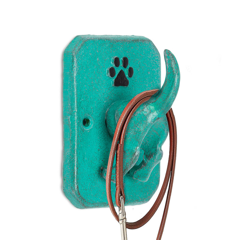 Load image into Gallery viewer, Dog Tail Leash Hook in Antiqued Aqua
