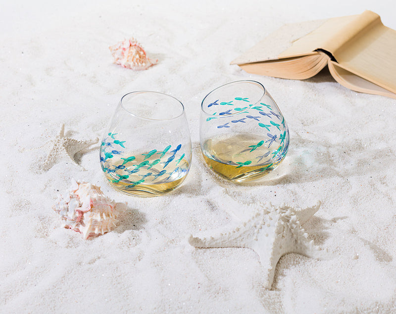 Load image into Gallery viewer, Cut Fish Stemless Wine Glass
