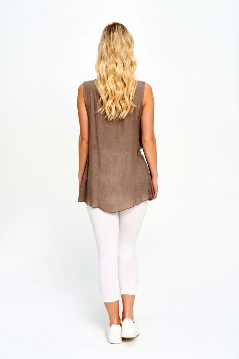 Load image into Gallery viewer, Double Layer Linen-Like Tank Top in Khaki
