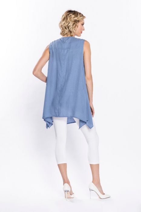 Asymmetrical Hem Sleeveless Top (S-2XL)
