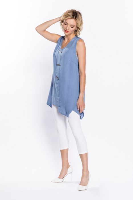 Asymmetrical Hem Sleeveless Top (S-2XL)