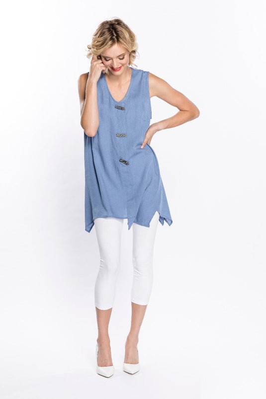Asymmetrical Hem Sleeveless Top (S-2XL)