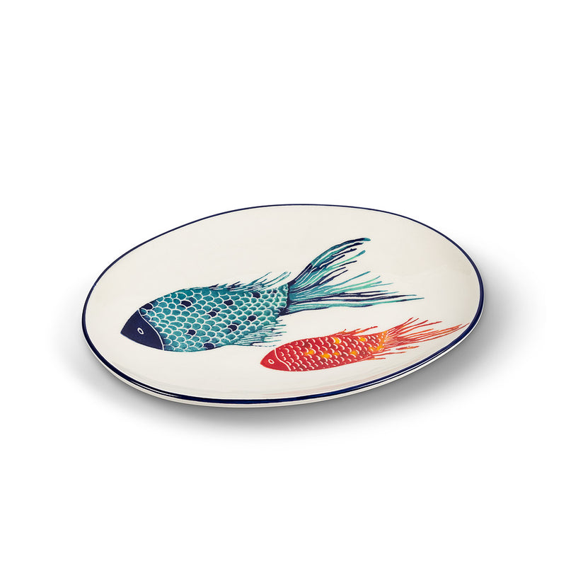 Load image into Gallery viewer, Fish Print Oval Platter
