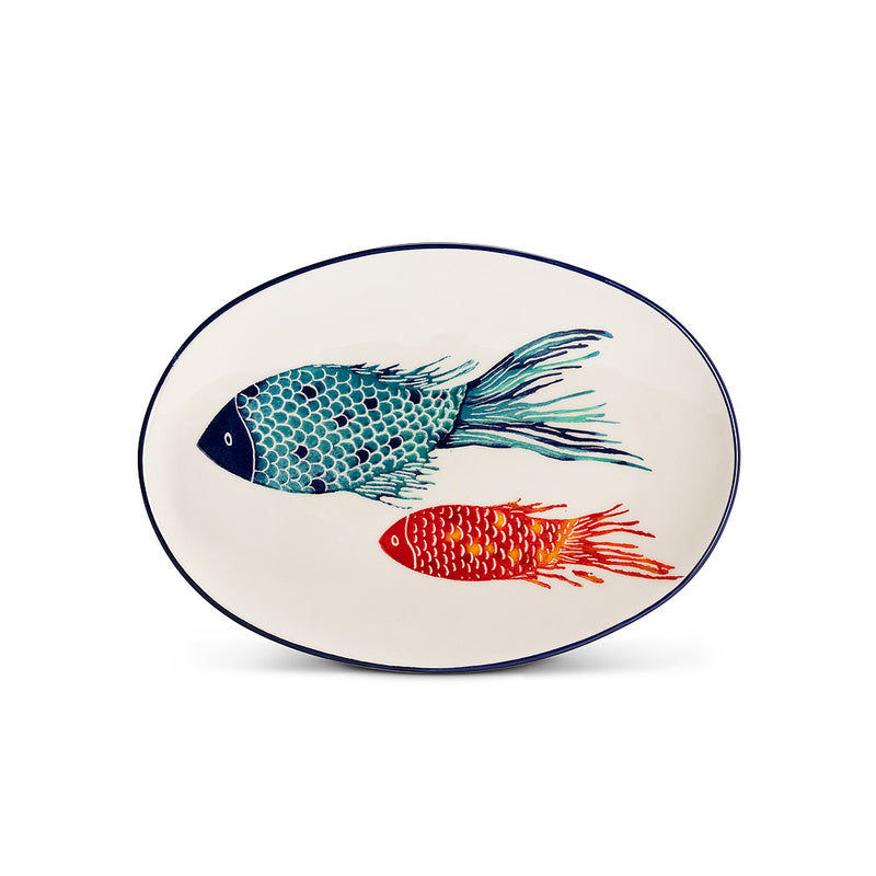 Load image into Gallery viewer, Fish Print Oval Platter
