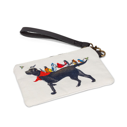 Dog with Birds Zip Pouch with Strap