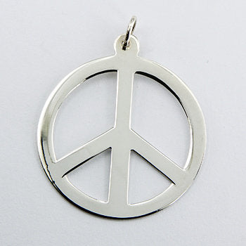 Load image into Gallery viewer, Peace Symbol Pendant (large), Sterling Silver
