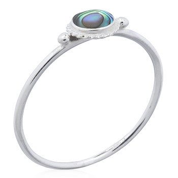 Dainy Round Abalone Ring in Sterling Silver