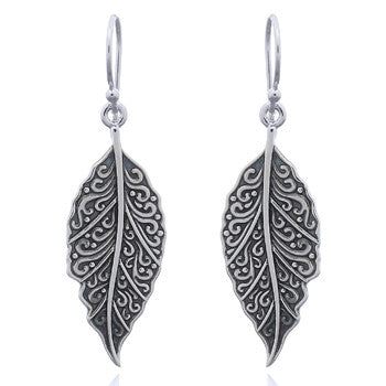 Load image into Gallery viewer, Intricate Leaf Earrings in Sterling Silver
