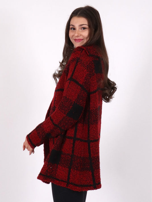 Textured Knit Sweater in Burnt Red