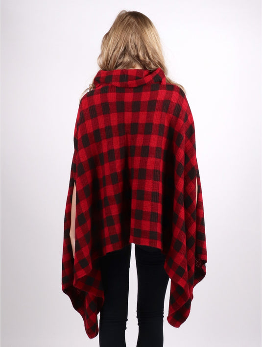 Buffalo Check Draping Poncho