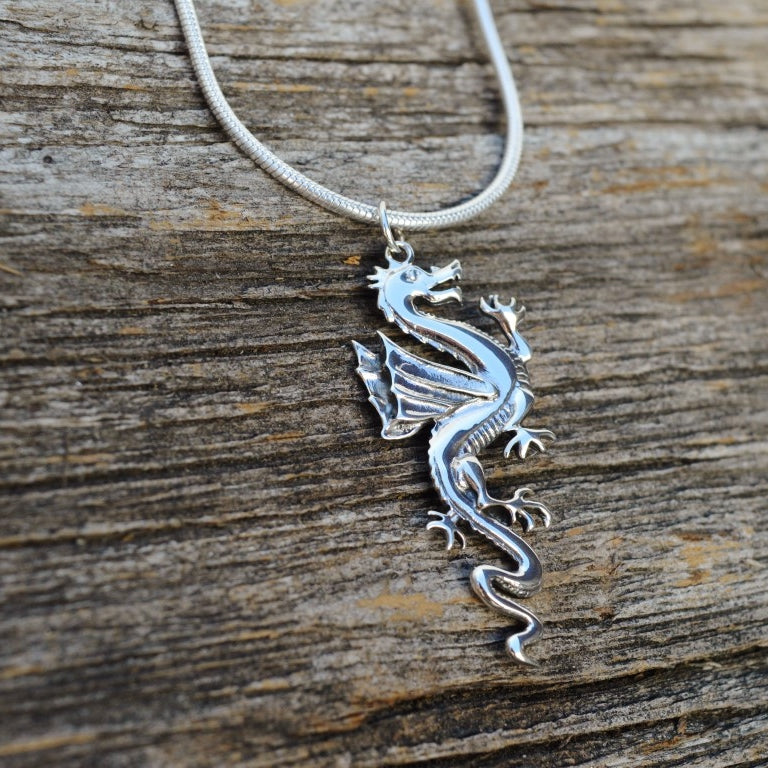 Load image into Gallery viewer, Dragon Pendant, Sterling Silver
