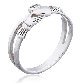 Double Band Claddagh Ring in Sterling Silver
