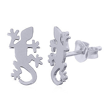 Shiny Gecko Stud Earrings, Sterling Silver