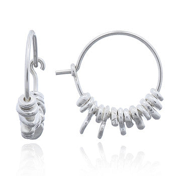 Load image into Gallery viewer, Hoop Earrings with Unique Hanging Beads, Sterling Silver
