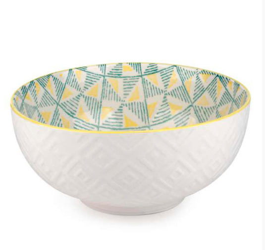 Yellow & Teal Geometric Bowl, Small