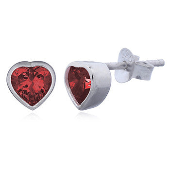 Sparkle Heart Stud Earrings, Sterling Silver