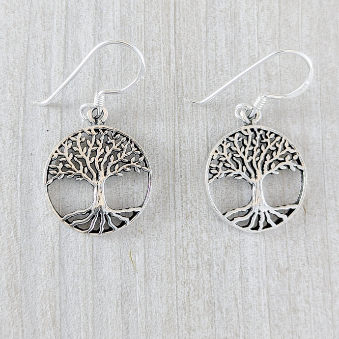 Tree of Life Earring with Strong Roots in Sterling Silver