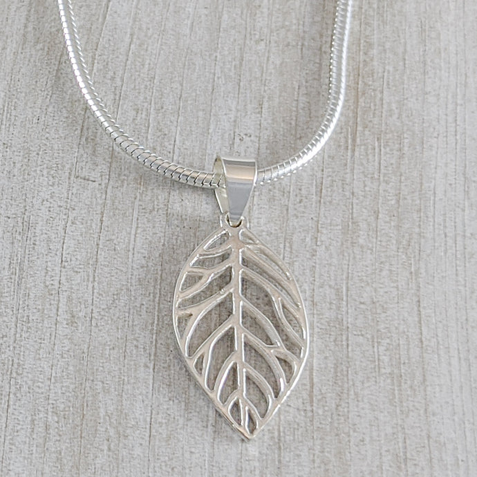 Large Leaf Pendant, Sterling Silver