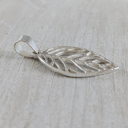 Large Leaf Pendant, Sterling Silver
