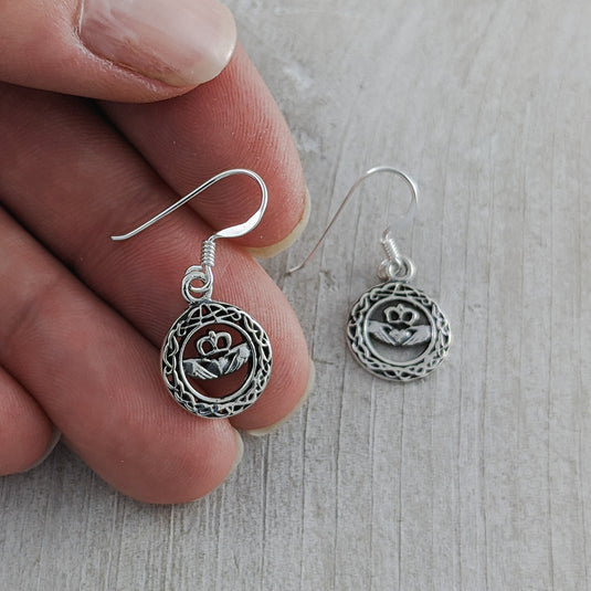Claddagh Celtic Knot Earrings, Sterling Silver