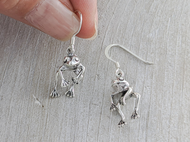 Load image into Gallery viewer, Moving Frogs Earrings, Sterling Silver
