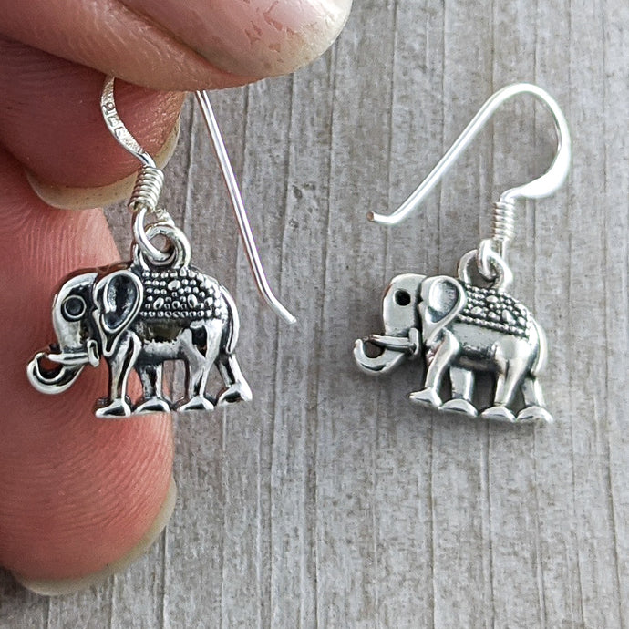 Small Elephant Earrings in Sterling Silver