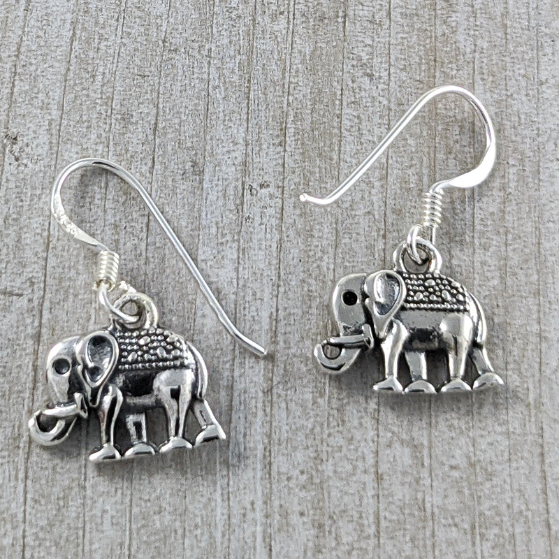 Load image into Gallery viewer, Small Elephant Earrings in Sterling Silver
