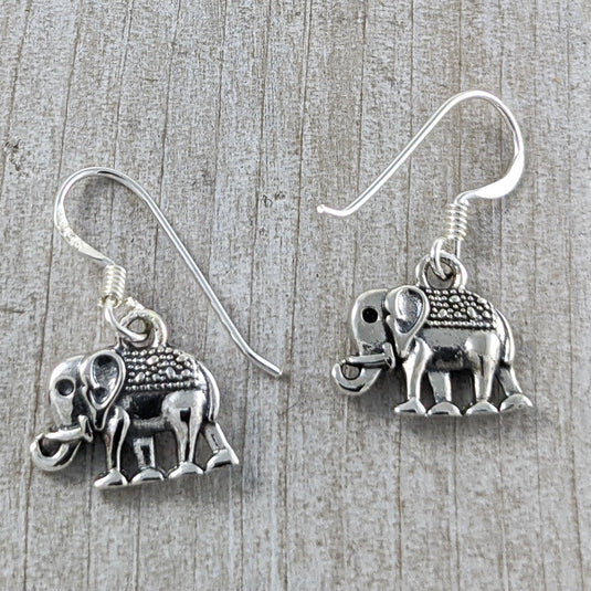 Small Elephant Earrings in Sterling Silver