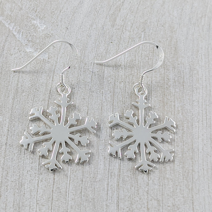 Large Snowflake Earrings in Sterling Silver