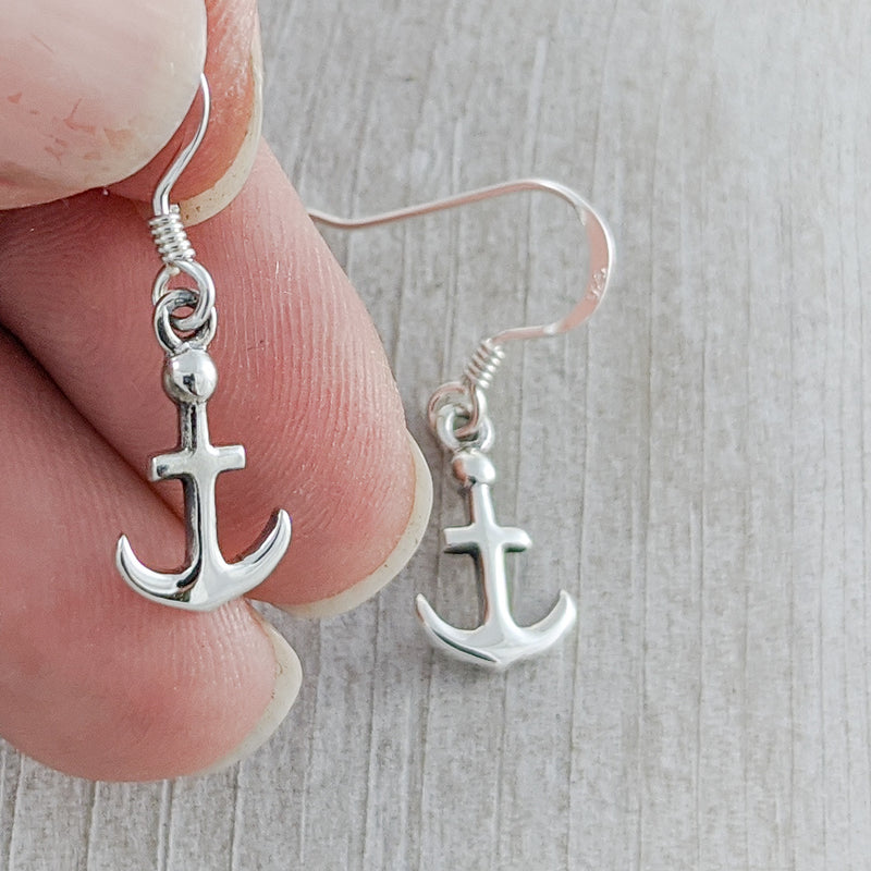 Load image into Gallery viewer, Little Anchors Earrings,  Sterling Silver
