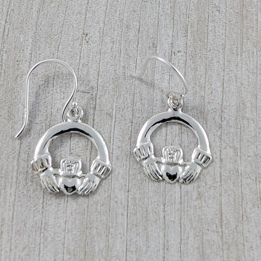 Delicate Celtic Claddagh Earrings, Sterling Silver