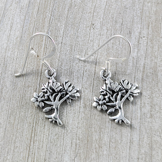 Windy Tree Earrings, Sterling Silver