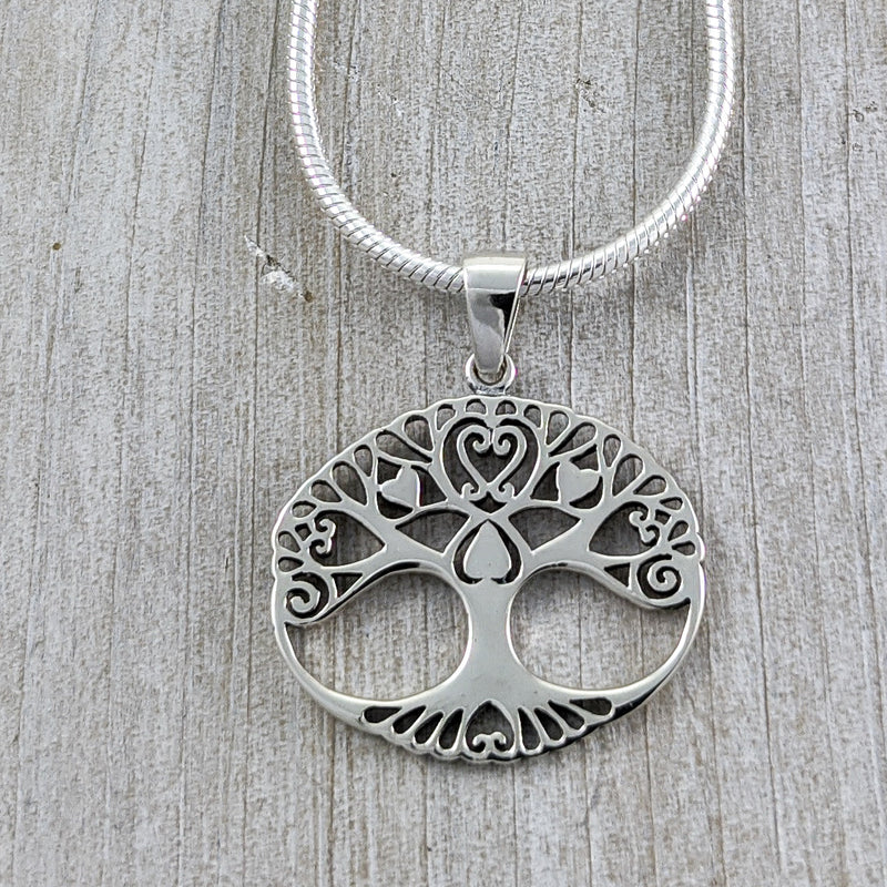 Load image into Gallery viewer, Tree of Life with Hearts Pendant, Sterling Silver
