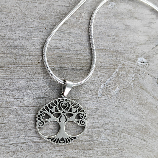 Tree of Life with Hearts Pendant, Sterling Silver