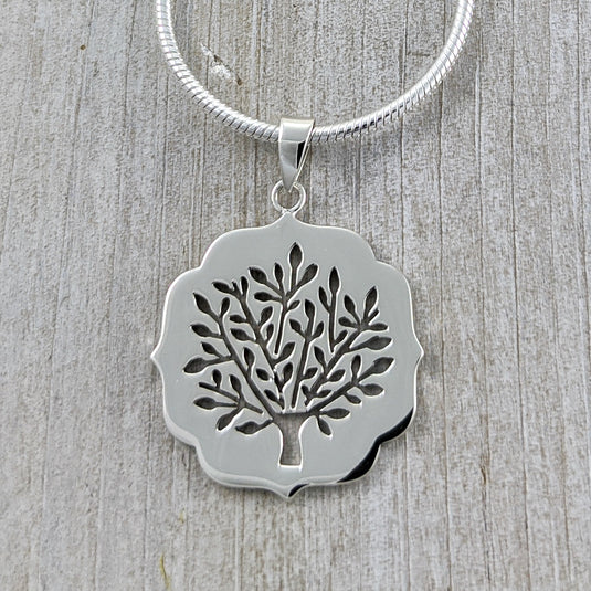 Cut-out Tree of Life Pendant, Sterling Silver
